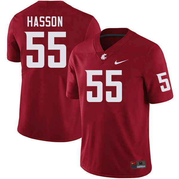 Men #55 AJ Hasson Washington State Cougars College Football Jerseys Stitched-Crimson